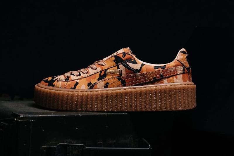 近賞 Rihanna x PUMA 全新聯名 Suede Creeper「Orange Camo」鞋款