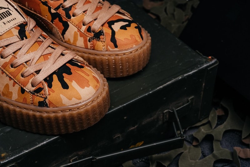 近賞 Rihanna x PUMA 全新聯名 Suede Creeper「Orange Camo」鞋款