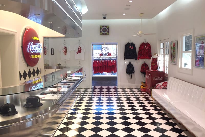 a bathing ape x coca cola pop up store