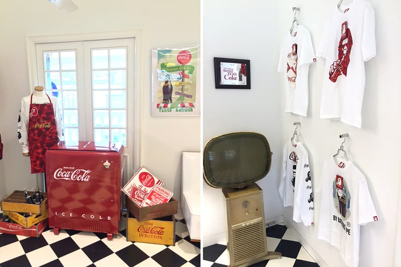 a bathing ape x coca cola pop up store