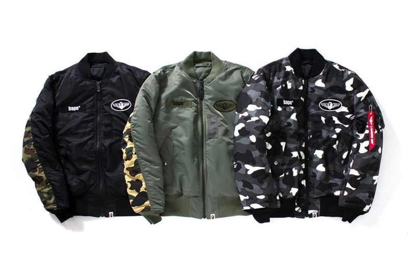 BAPE x Alpha Industries Camo Bomber Jackets