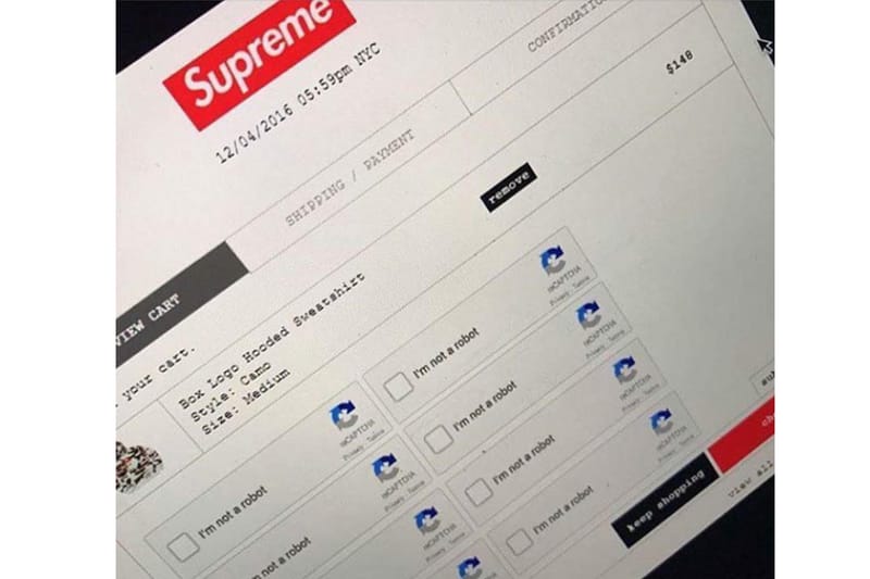 Supreme 網上商店新增 CAPTCHA 功能打擊自動購買機械人