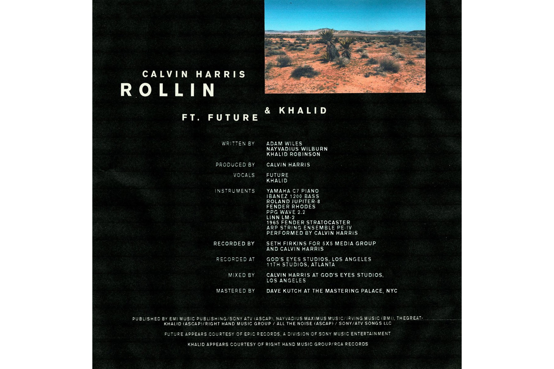 Calvin Harris Announces "Rollin" Single Featuring Future and Khalid, Dropping Friday, May 12.