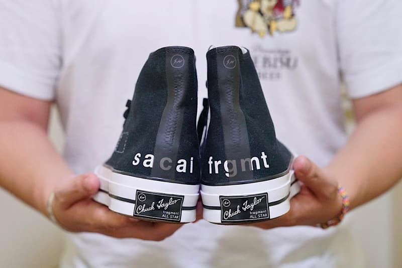 fragment design x Sacai x CONVERSE Chuck Taylor 1970s Black Detail Look