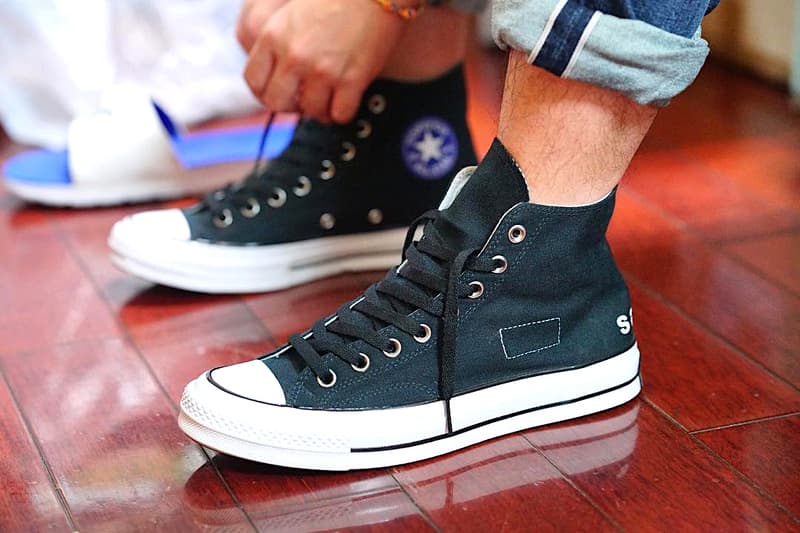 fragment design x Sacai x CONVERSE Chuck Taylor 1970s Black Detail Look