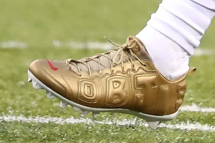 Odell Beckham Jr. 曝光客製版「Supreme x Nike Air More Uptempo」美式足球鞋
