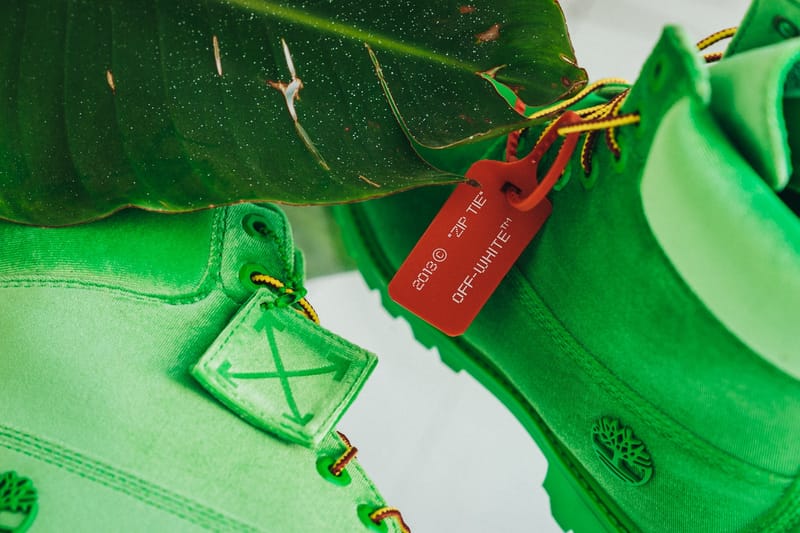 off white x timberland green