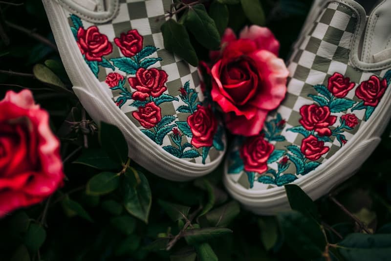 格上添花－Vans 經典 Checkerboard Slip-On 加上玫瑰花刺繡