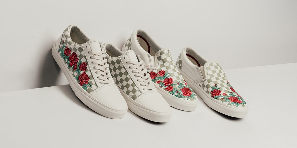 Rose Patch Old Skool Red Embroidered Vans Rose Embroidery Old