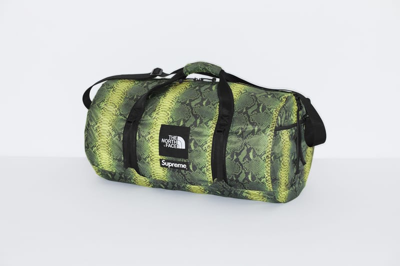 supreme north face duffel bag snakeskin