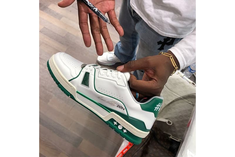 louis vuitton green and white sneakers