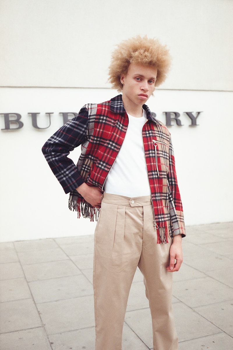 clothsurgeon 將 Burberry 復古格紋圍巾改造成拼接外套