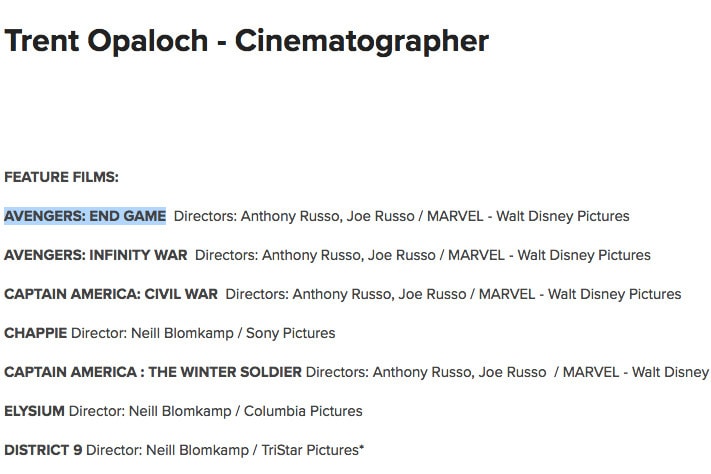 Marvel Studios 電影攝影師洩露《復仇者聯盟 4》的電影名稱？！