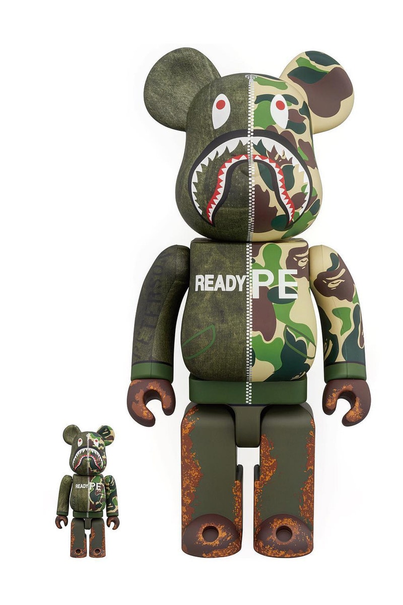 READYMADE 攜手 A BATHING APE® 打造舊布重構 1000% BE@RBRICK 玩偶