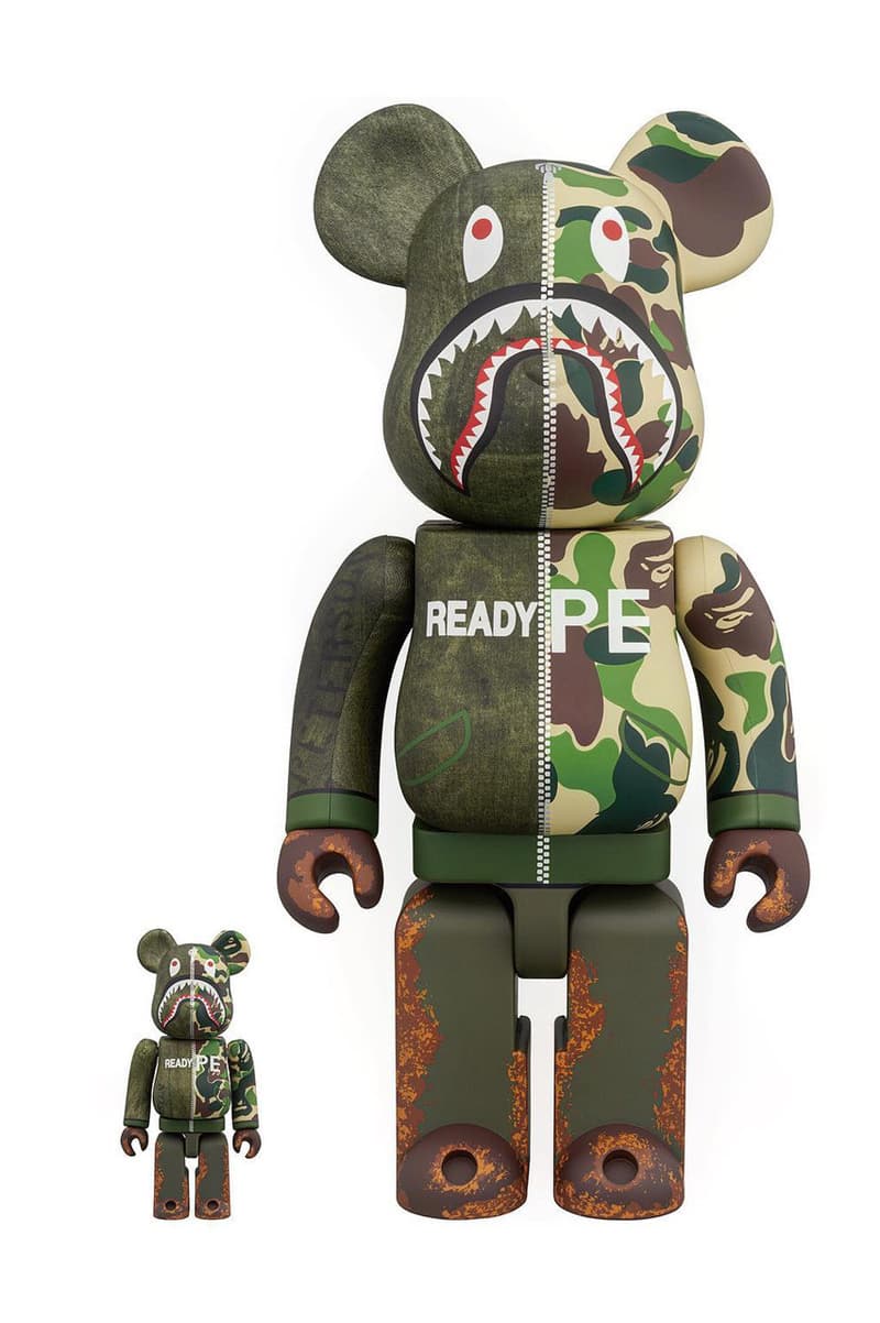 READYMADE 攜手 A BATHING APE® 打造舊布重構 1000% BE@RBRICK 玩偶