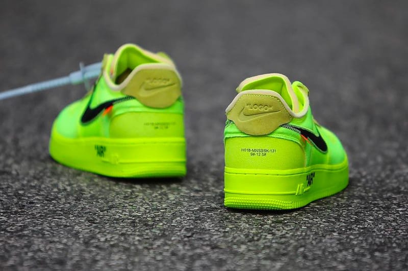 off white nike air force 1 black & volt