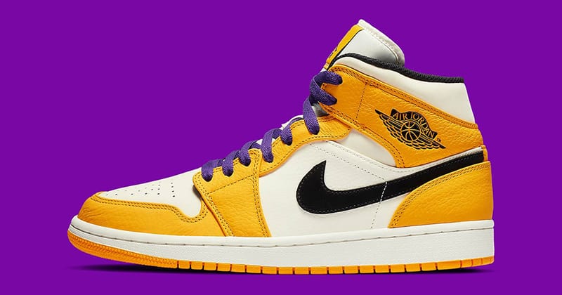 Air Jordan 1 Mid Top 3 Lakers For Sale Off 75