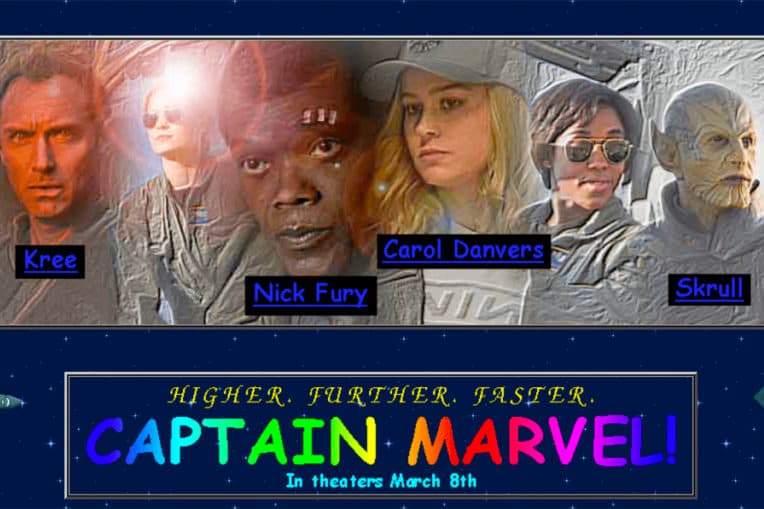 閃閃特效-《Captain Marvel》官方網站以 90 年代設計風格呈現