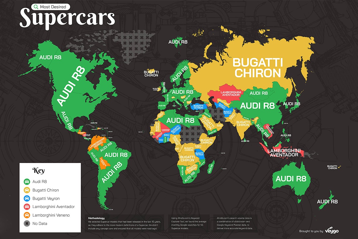 Google 統計全球各地區最嚮往超跑車型結果公佈