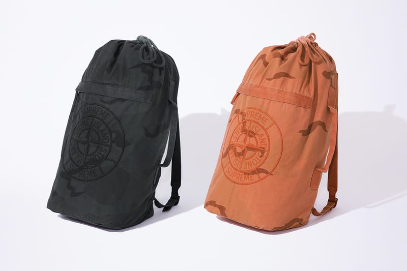 supreme stone island camo backpack