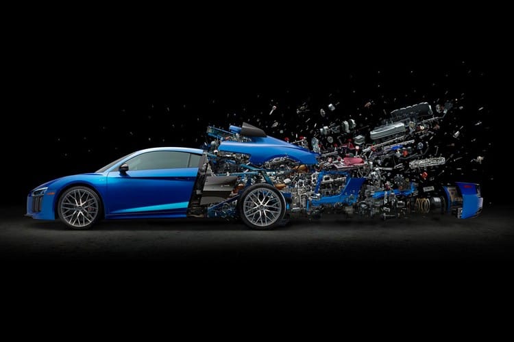 拍攝過程曝光！藝術家以相片分解 Audi R8 V10