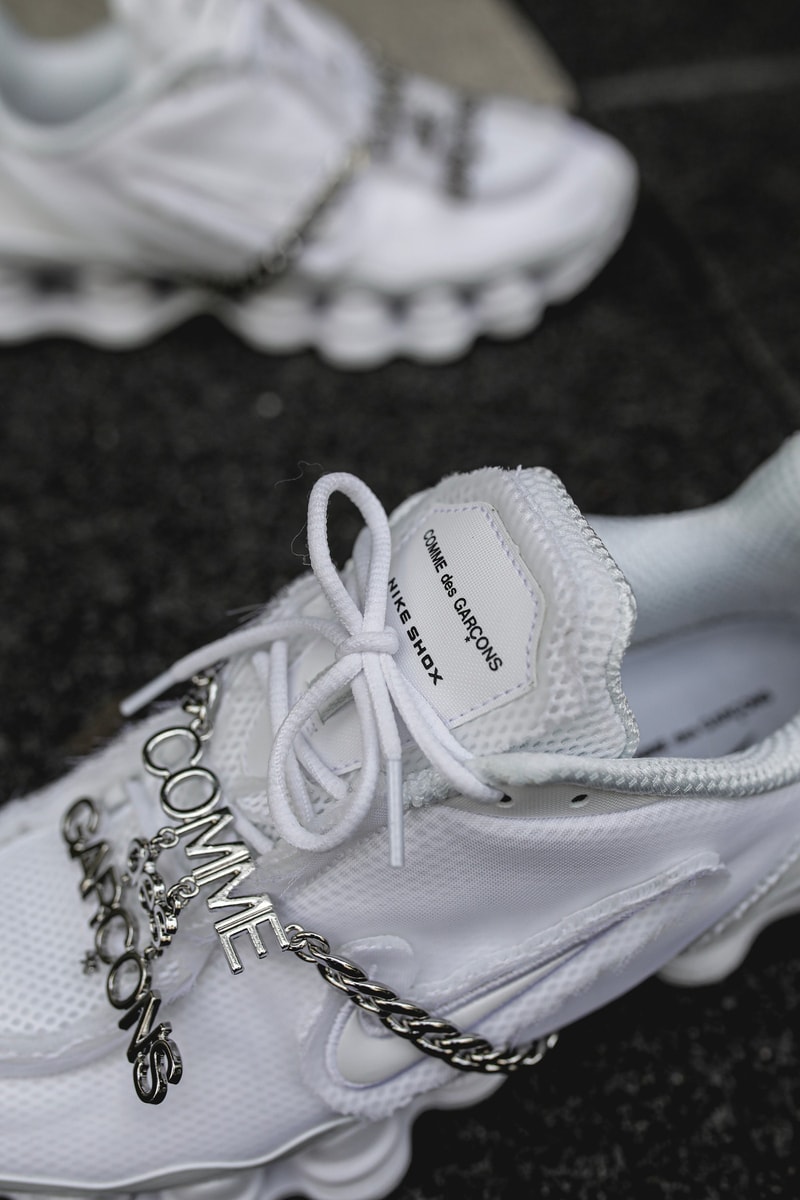 COMME des GARÇONS x Nike Shox TL 白色版本上腳近賞