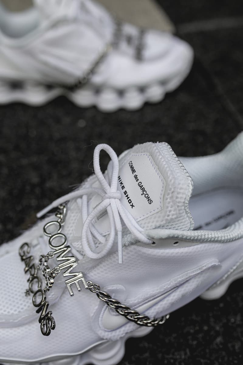 COMME des GARÇONS x Nike Shox TL 白色版本上腳近賞