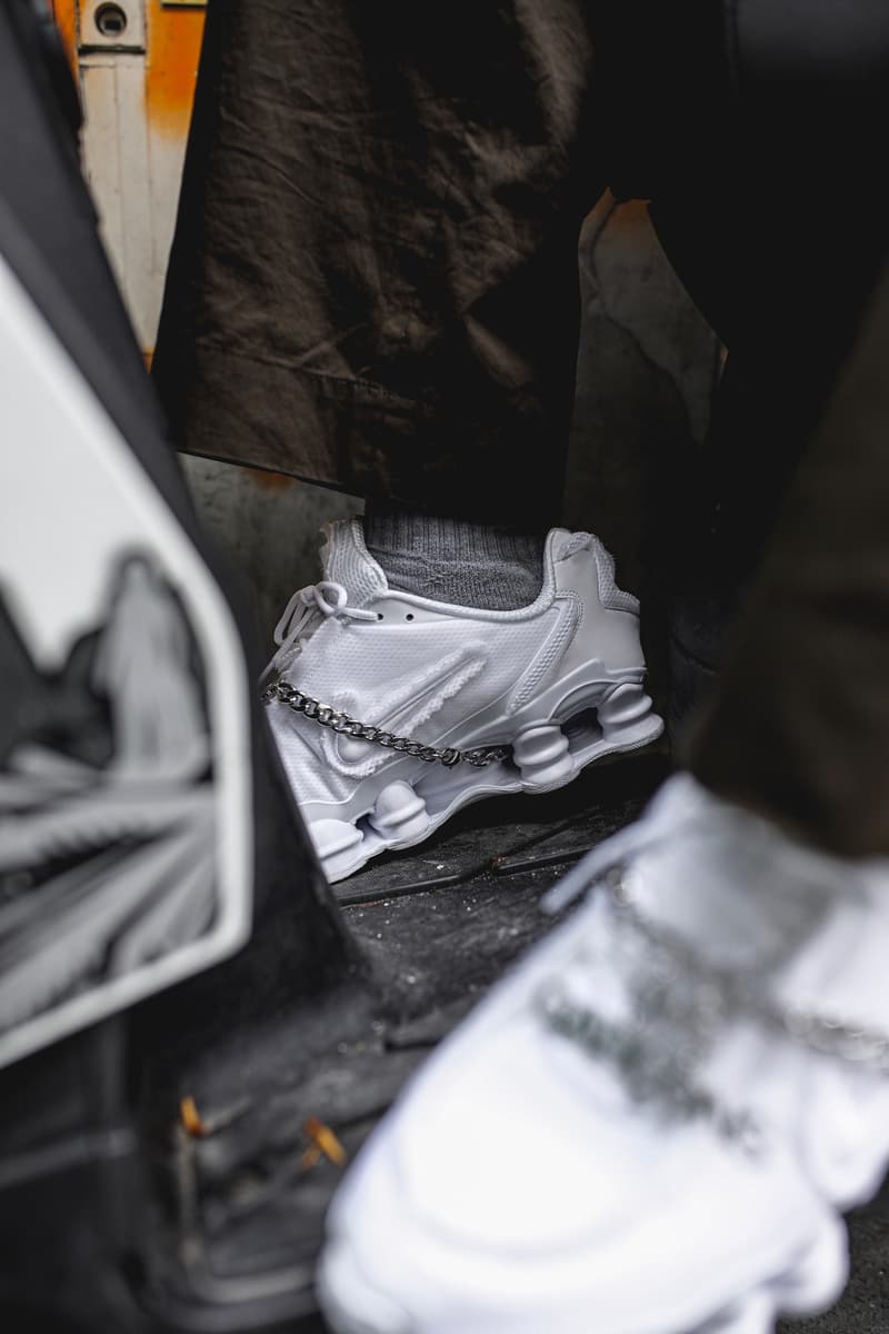 COMME des GARÇONS x Nike Shox TL 白色版本上腳近賞