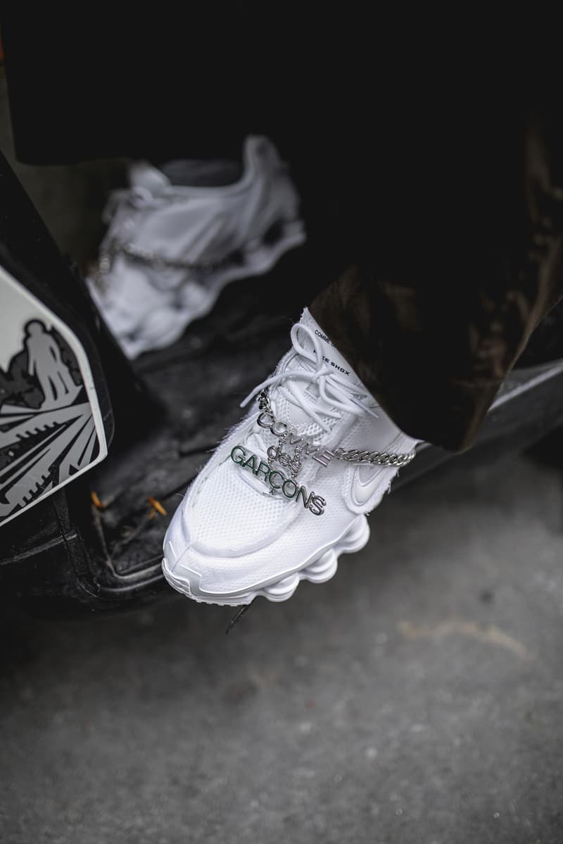 COMME des GARÇONS x Nike Shox TL 白色版本上腳近賞