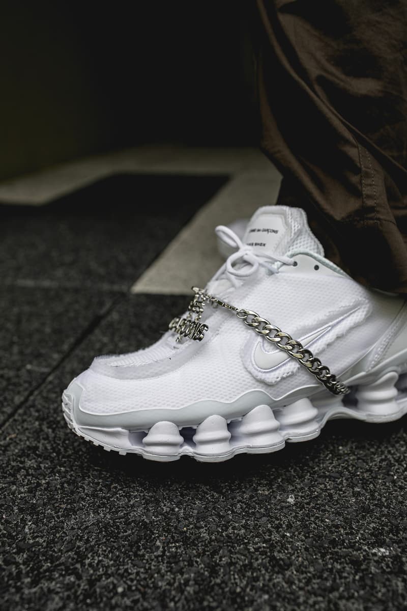 COMME des GARÇONS x Nike Shox TL 白色版本上腳近賞