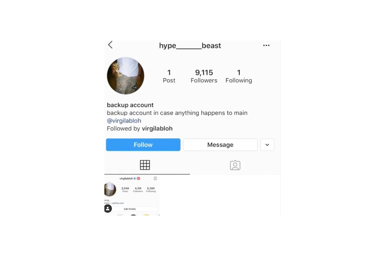 Virgil Abloh 本人 Instagram 帳號遭駭客入侵