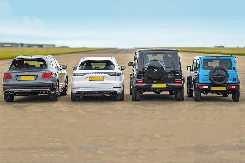 Bentley Bentayga、AMG G63、Porsche Cayenne 及 Jimny 展開 Drag Race 對決