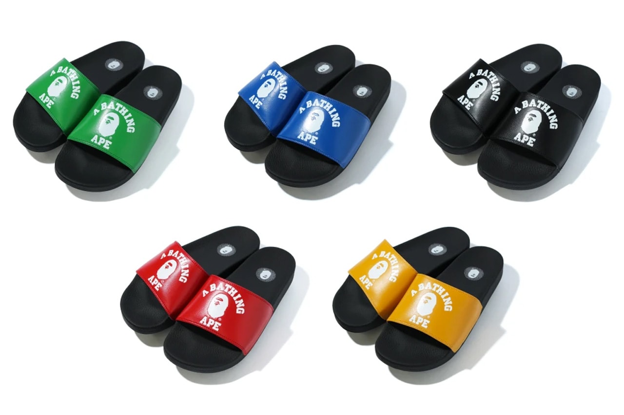 A BATHING APE® 推出全新 COLLEGE SLIDE SANDALS 拖鞋系列