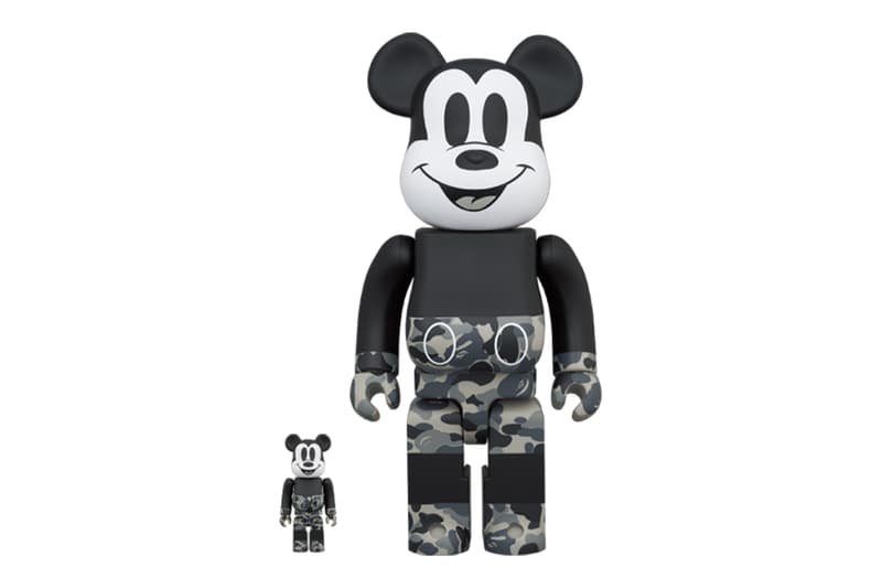 A BATHING APE® x Medicom Toy 聯手打造 Mickey Mouse 黑白 BE@RBRICK 玩偶