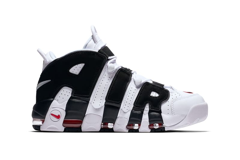 nike uptempo black white