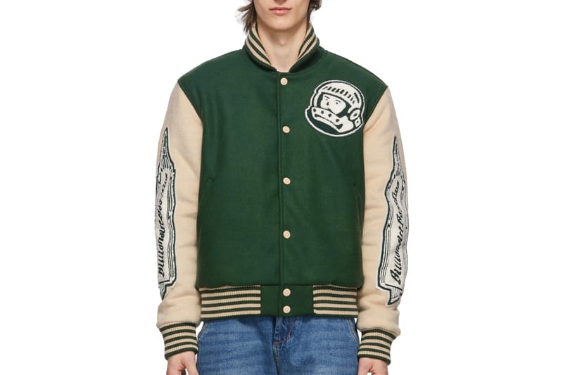 off white varsity jacket green