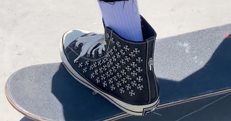 知名滑手 Erik Arteaga 實著 Chrome Hearts x Converse 聯乘鞋款滑板