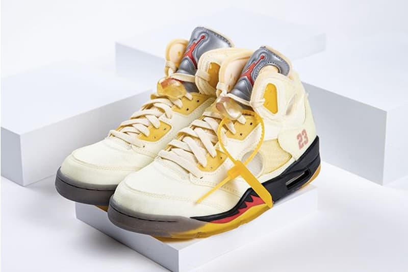 Off-White™ x Air Jordan 5 話題聯名配色「Sail」高清近賞圖輯再曝光