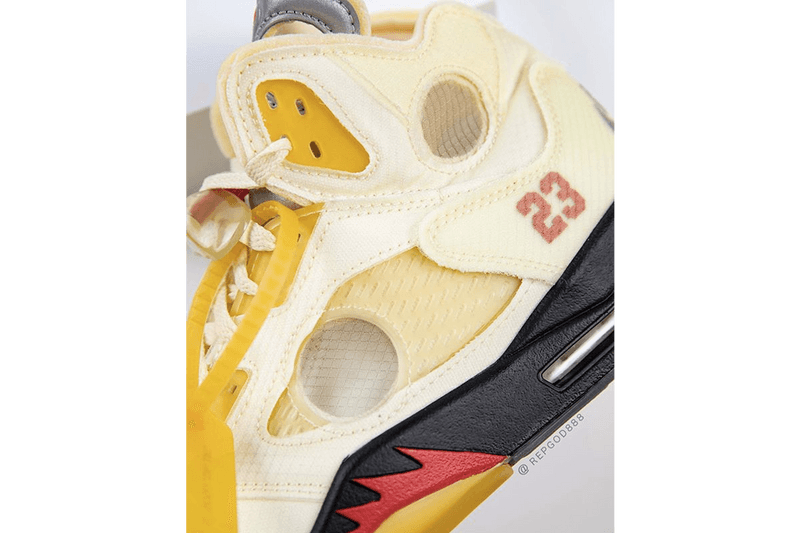 Off-White™ x Air Jordan 5 話題聯名配色「Sail」高清近賞圖輯再曝光