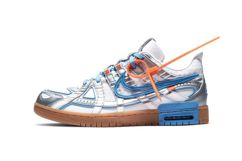 nike rubber dunk off white university blue