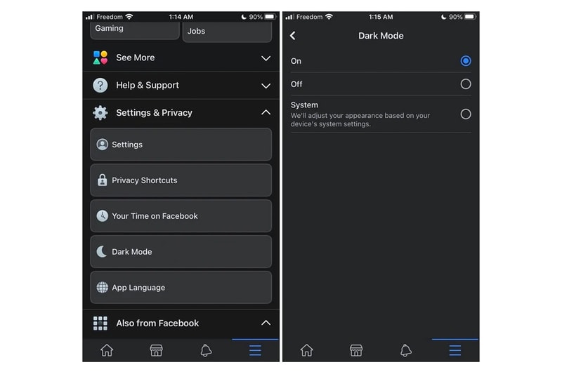 Facebook 正式實裝 iOS 版本「Dark Mode」深色模式