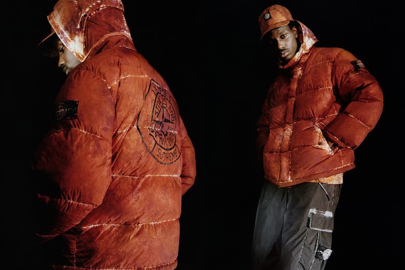 supreme x stone island puffer