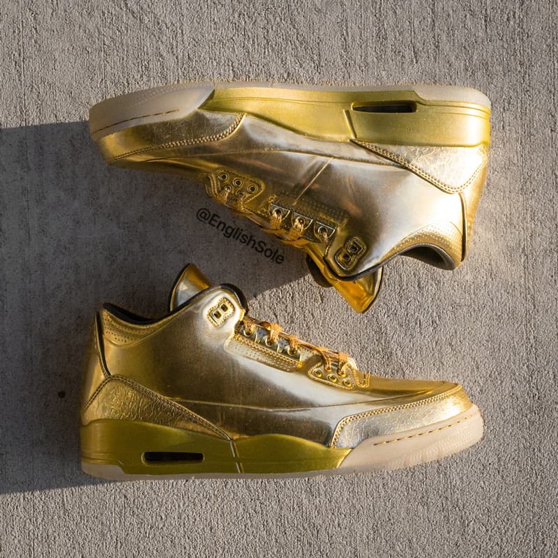 率先預覽全球限量發行 10 雙「全金」Air Jordan 3 Sample