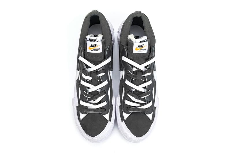 近賞 sacai x Nike Blazer Low 最新配色「Dark Grey」細節圖輯