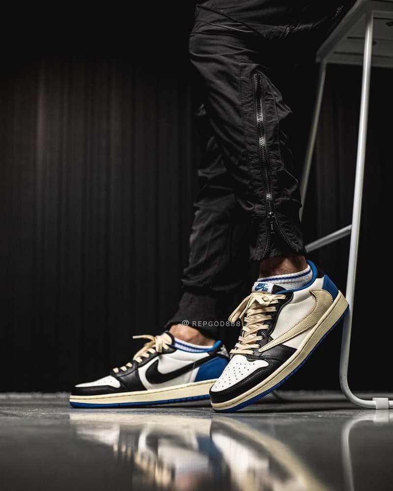 Travis Scott x fragment x Air Jordan 1 Low 三方聯乘鞋款清晰上腳圖輯