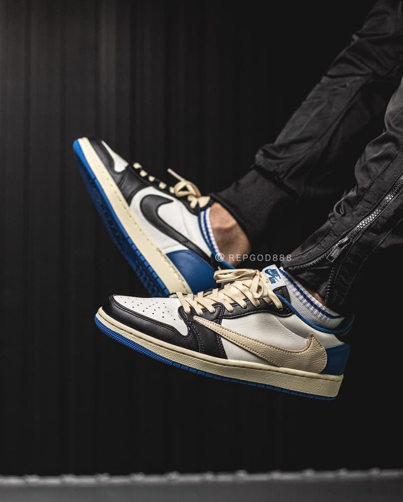 Travis Scott x fragment x Air Jordan 1 Low 三方聯乘鞋款清晰上腳圖輯