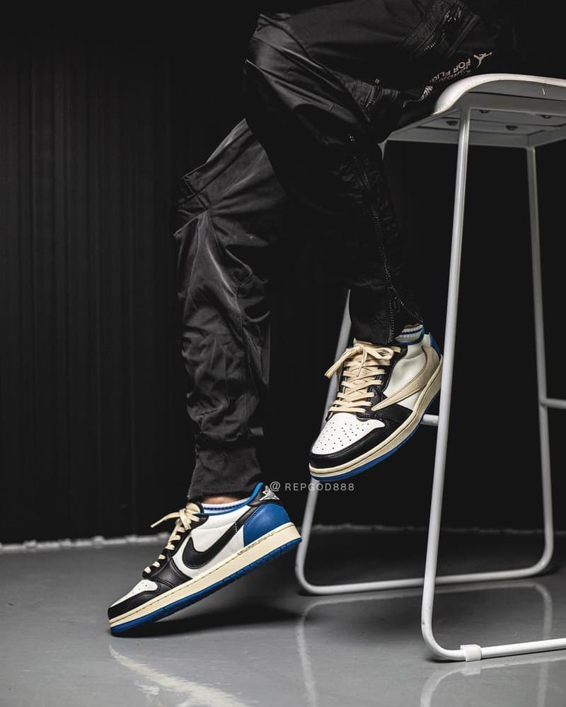 Travis Scott x fragment x Air Jordan 1 Low 三方聯乘鞋款清晰上腳圖輯