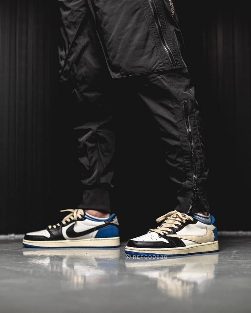 Travis Scott x fragment x Air Jordan 1 Low 三方聯乘鞋款清晰上腳圖輯