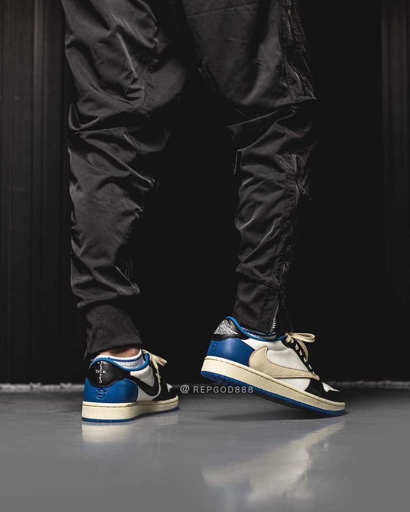 Travis Scott x fragment x Air Jordan 1 Low 三方聯乘鞋款清晰上腳圖輯