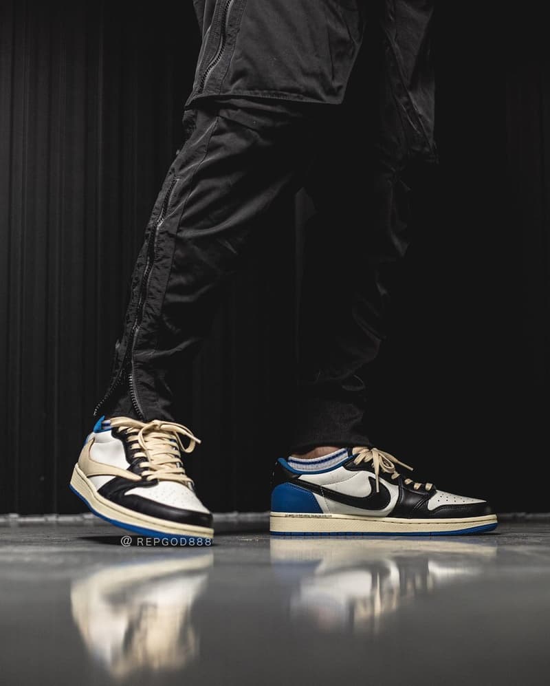 Travis Scott x fragment x Air Jordan 1 Low 三方聯乘鞋款清晰上腳圖輯